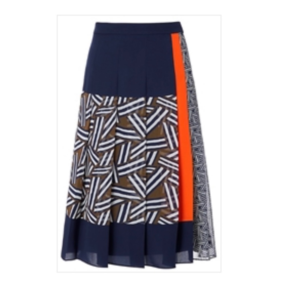 Navy and Orange Patterned Women's Skirt, New no tag